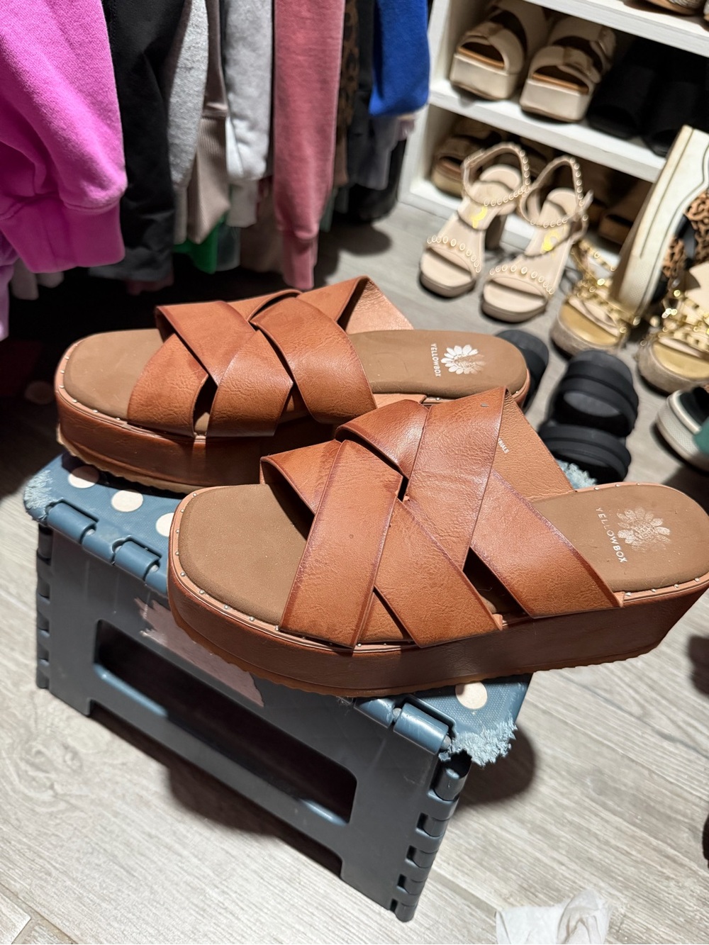 Yellowbox Women's Tan Platform Slide Sandals - Picture 2 of 2